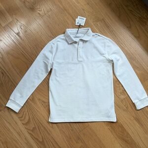 Zara Boys Collar Long Sleeves Polo, White, Cotton, Size 9, New With Tags